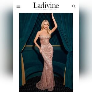 Ladivine Strapless Sequin Dress in Rose Gold